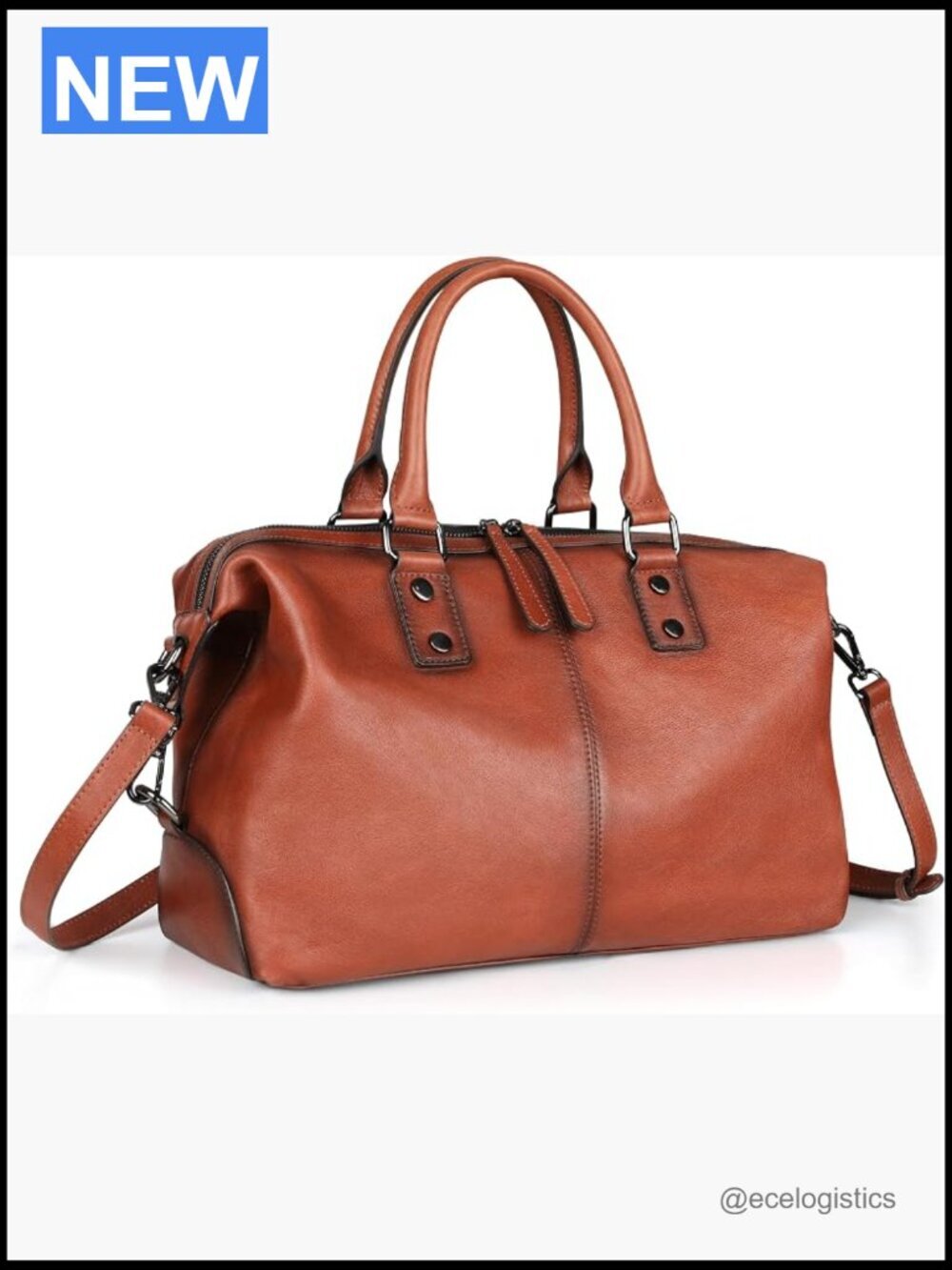 Vintage Full Grain Leather Laptop Tote Bag Satchel Crossbody
